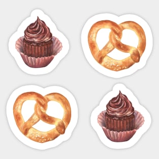 Pretzel and chocolate muffin pack Sticker